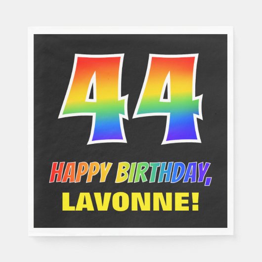 44e verjaardag: Vet, Vun, Eenvoudig, Regenboog 44 Servet (Voorkant)