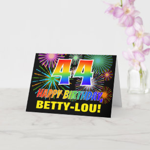 44e verjaardag: Vet, vuurwerk, regenboog 44 Kaart