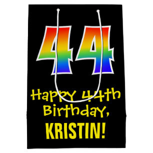 44e verjaardag: vun, vet, kleurrijk, regenboog "44 medium cadeauzakje