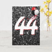 44e Verjaardagsballonnen op Black Glitter Kaart (Gele Bloem)