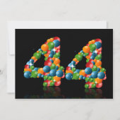 44e verjaardagsfeest, met bubbels en ballen kaart (Voorkant)