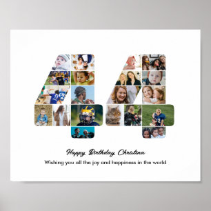 44e Verjaardagsfeest Nummer 44 Fotocollage Poster