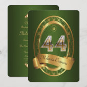 44e, verjaardagsfeest vrouw man, elegante kleur kaart (Voorkant / Achterkant)