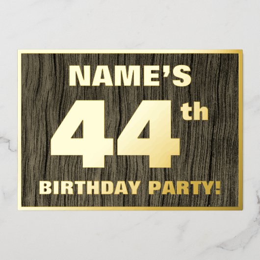 44e verjaardagsfeestje: Koutrel, Nep hout nerfpatr Folie Uitnodiging (Voorkant)