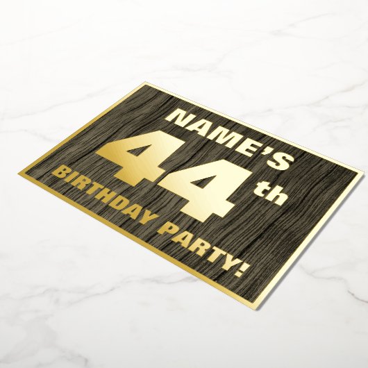 44e verjaardagsfeestje: Koutrel, Nep hout nerfpatr Folie Uitnodiging (Gedraaid)