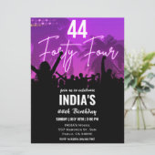 44e verjaardagsfeestje roze neon uitnodiging (Staand voorkant)