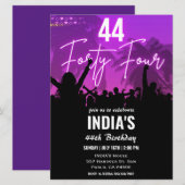 44e verjaardagsfeestje roze neon uitnodiging (Voorkant / Achterkant)