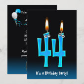 44e verjaardagsfeestje uitnodigen kaart (Voorkant / Achterkant)