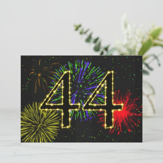 44e verjaardagsfeestje uitnodigen kaart (Staand voorkant)