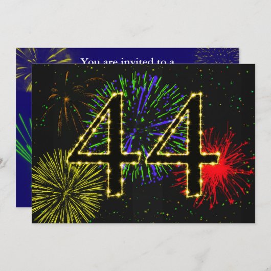 44e verjaardagsfeestje uitnodigen kaart (Voorkant / Achterkant)