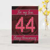 44e verjaardagskaart met rozen en bladeren kaart (Gele Bloem)