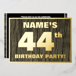 44e verpartijfeest: Stout, namaak houtnerfpatroon Folie Uitnodiging