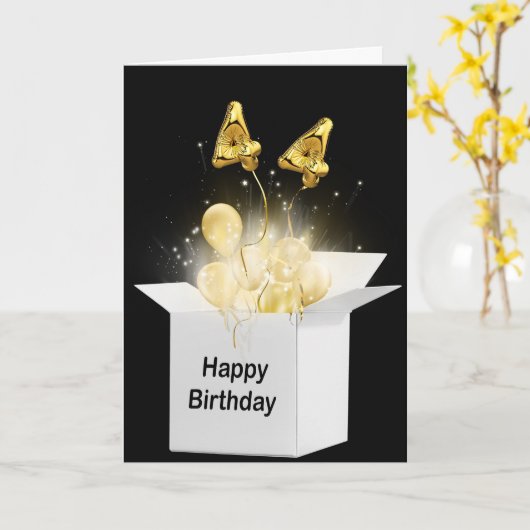 44e vogelballon in witte doos kaart (Gele Bloem)