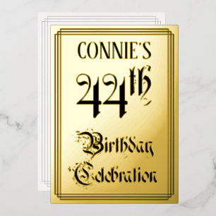 44ste verjaardagsfeest — Elegant script + aangepas Folie Uitnodiging