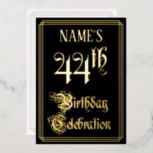 44ste Verjaardagsfeest — Fancy Script & Aangepaste Folie Uitnodiging