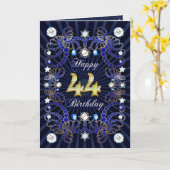 44ste verjaardagskaart met juwelen kaart (Gele Bloem)