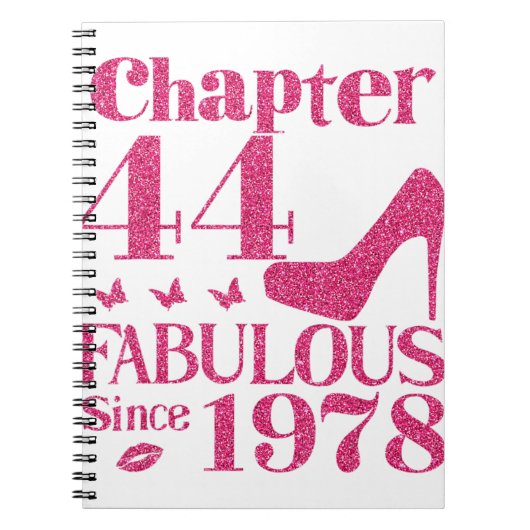 44th Birthday Chapter 44 Fabulous Since 1978 Notitieboek (Voorkant)