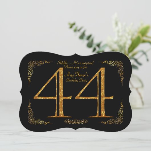 44th, Birthday party 44th, geweldige Gatsby, zwart Kaart (Staand voorkant)