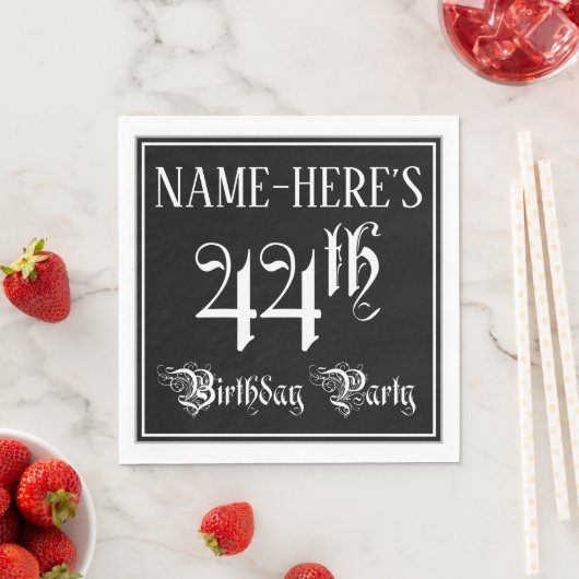 44th Birthday Party — Fancy Script + Custom Name Servet (Insitu)