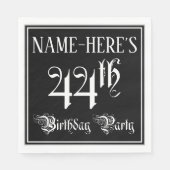 44th Birthday Party — Fancy Script + Custom Name Servet (Voorkant)