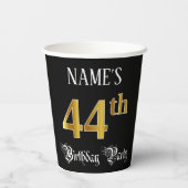 44th Birthday Party — Fancy Script, Faux Gold Look Papieren Bekers (Achterkant)