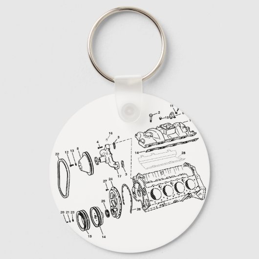454ci-motordiagram sleutelhanger (Voorkant)