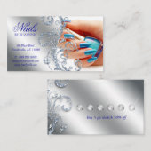455 Nail Salon Loyalty Card Glitter Blue Silver Visitekaartje (Voorkant / Achterkant)