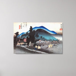 45. 石 師, 広 重 Ishiyakushi-juku, Hiroshige, Ukiyo-e Canvas Afdruk