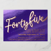 45 45e verjaardag paars roos gouden foto folie uitnodiging (Voorkant)