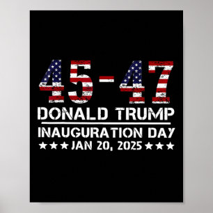 45 - 47 Amerikaanse vlag Trump Inauguratiedag 2025 Poster