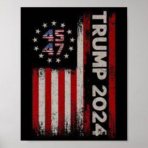 45 47 Donald Trump 2024 Amerikaanse vlag 2024 Verk Poster