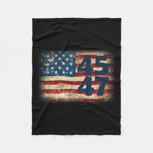 45 47 Donald Trump 2025 Amerikaanse vlag Fleece Deken (Voorkant)