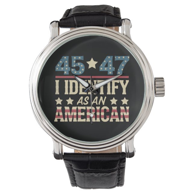 45 47 Ik identificeer me als een Amerikaanse vlag  Horloge (Voorkant)