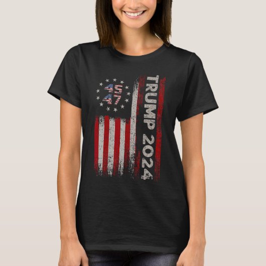45 47 Trump 2024 Amerikaanse vlag 1 T-shirt (Voorkant)