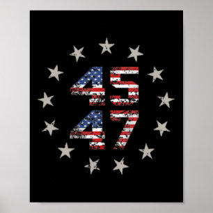 45 47 Trump 2024 Amerikaanse vlag (op rug) 1 Poster
