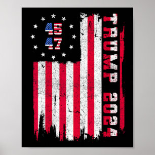 45 47 Trump 2024 Amerikaanse vlag Poster
