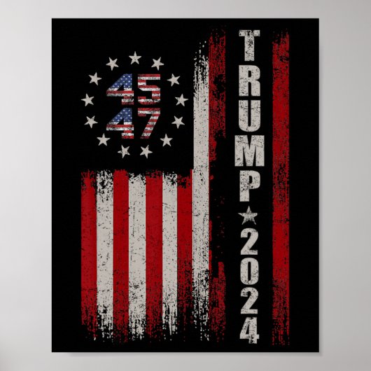 45 47 Trump 2024 Amerikaanse vlag Poster (Voorkant)