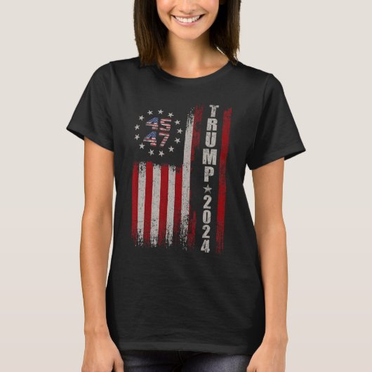 45 47 Trump 2024 Amerikaanse vlag T-shirt (Voorkant)