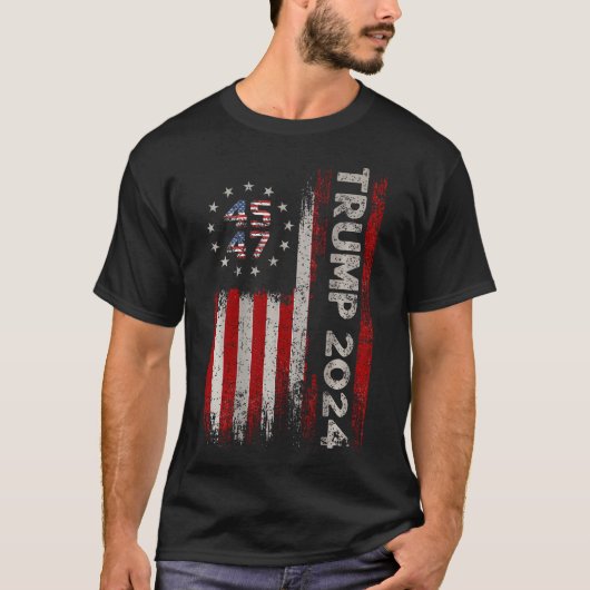 45 47 Trump 2024 Amerikaanse vlag T-shirt (Voorkant)