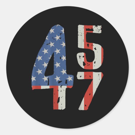 45 47 Trump 2025 Amerikaanse vlag (op de rug) Ronde Sticker (Voorkant)