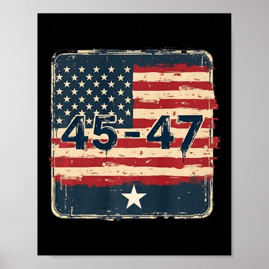 45 47 Trump  Amerikaanse vlag Poster (Voorkant)