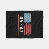 45 47 Trump President  Amerikaanse vlag 2025 P Fleece Deken (Voorkant (Horizontaal))