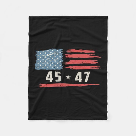 45 47 Trump President  Amerikaanse vlag 2025 P Fleece Deken (Voorkant)