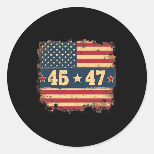 45 47 Trump President Amerikaanse vlag Ronde Sticker (Voorkant)