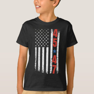 45 47 Trump President Vintage Amerikaanse Vlag Tru T-shirt