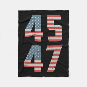 45 47 Trump  Retro USA Flag 2024 President Fleece Deken