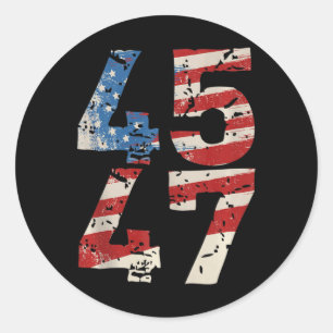 45 47 Trump steunt herverkiezing Amerikaanse vlag Ronde Sticker