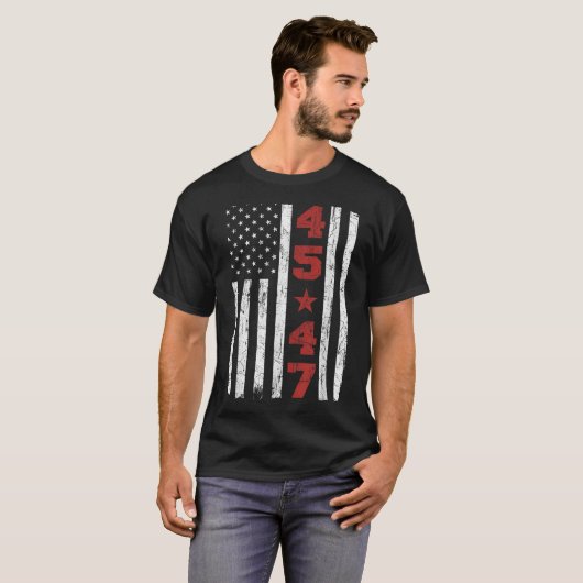 45 47 Trump Vlag VS 2025 President Electi T-shirt (Voorkant volledig)