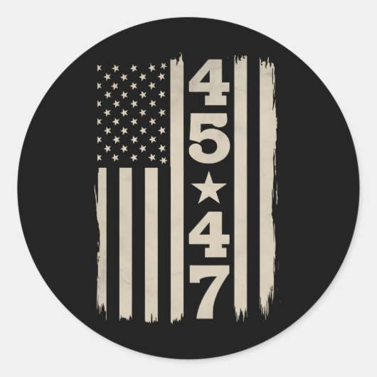 45 47 Trump  VS Vlag 47e President Ronde Sticker (Voorkant)