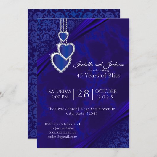 45/65 Saffier Huwelijksjubileum Ontwerp Kaart (Voorkant / Achterkant)